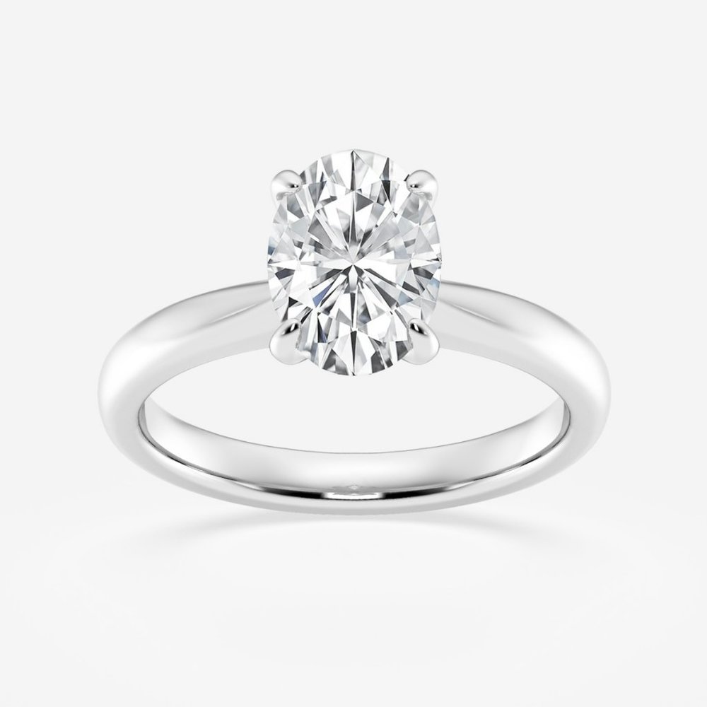 1 1/2 ctw Oval Lab Grown Diamond Petite Solitaire Engagement Ring